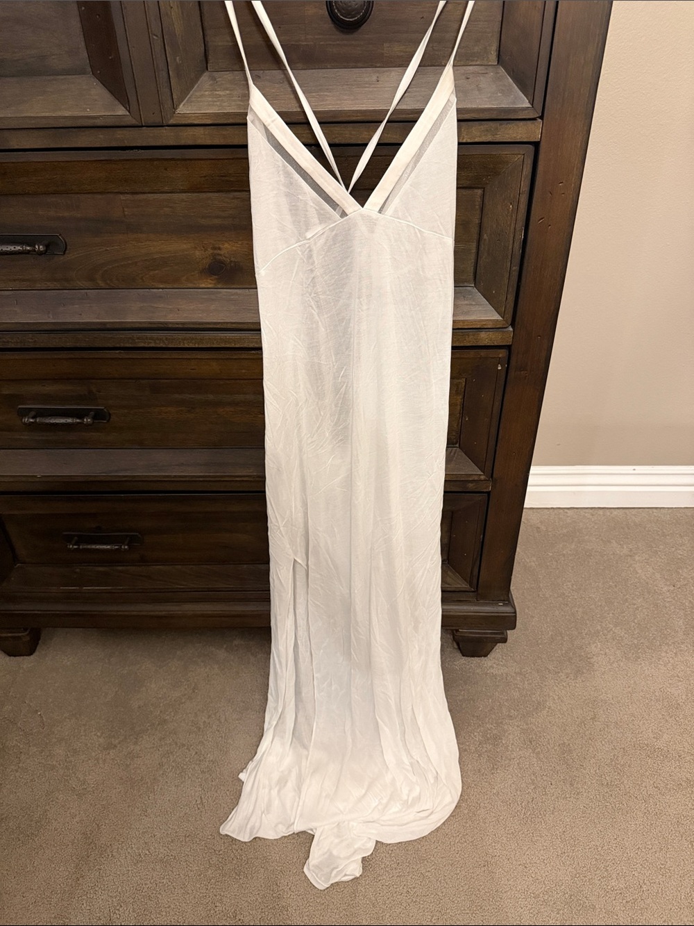 White Strappy V-Neck Slip Chemise